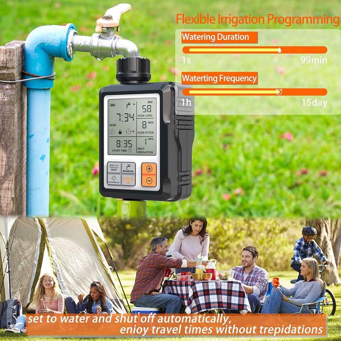 CROSOFMI Напоителен компютър с голям дисплей, Rain Delay и Child Lock