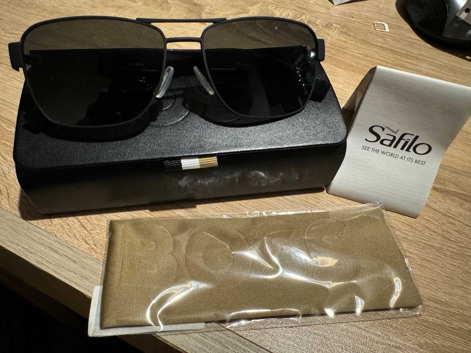 BOSS Слънчеви очила Aviator с поляризация, Черен