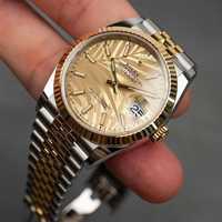 Rolex Datejust Silver Gold Palm Motif