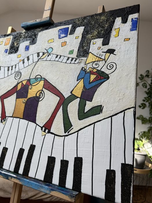 Vand tablou abstract pictat in acrilic