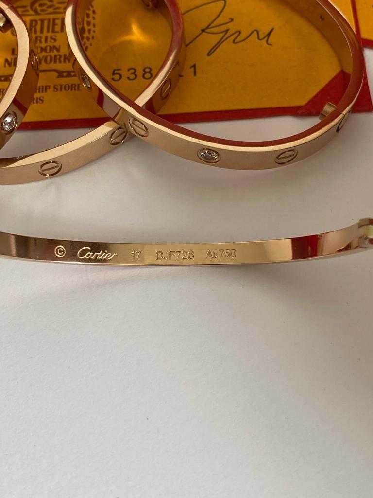 Brățară model slim Cartier LOVE 17 Rose Gold 750 Diamond