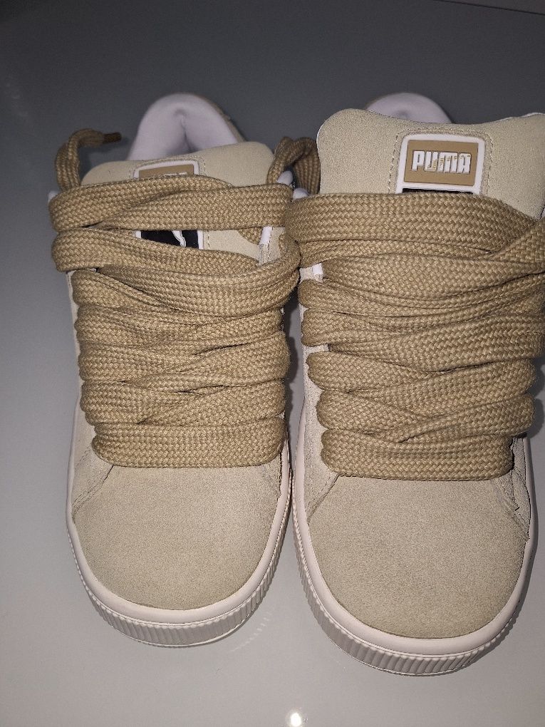 Puma, Pantofi sport din piele intoarsa cu insertii de piele, Bej