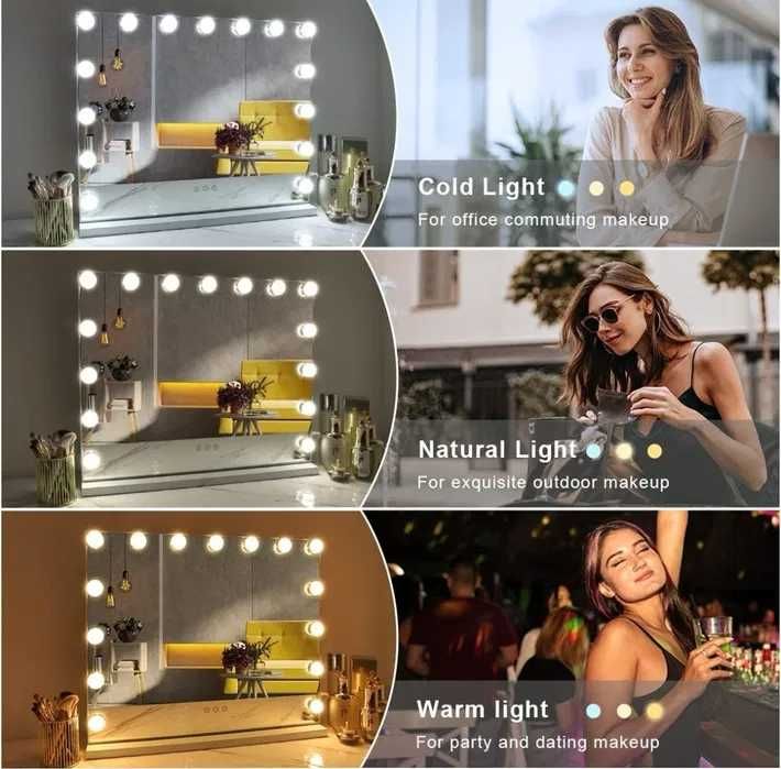 Гримьорско Огледало Hollywood style 46×58 с 15 led 80 × 60 см. 18 LED