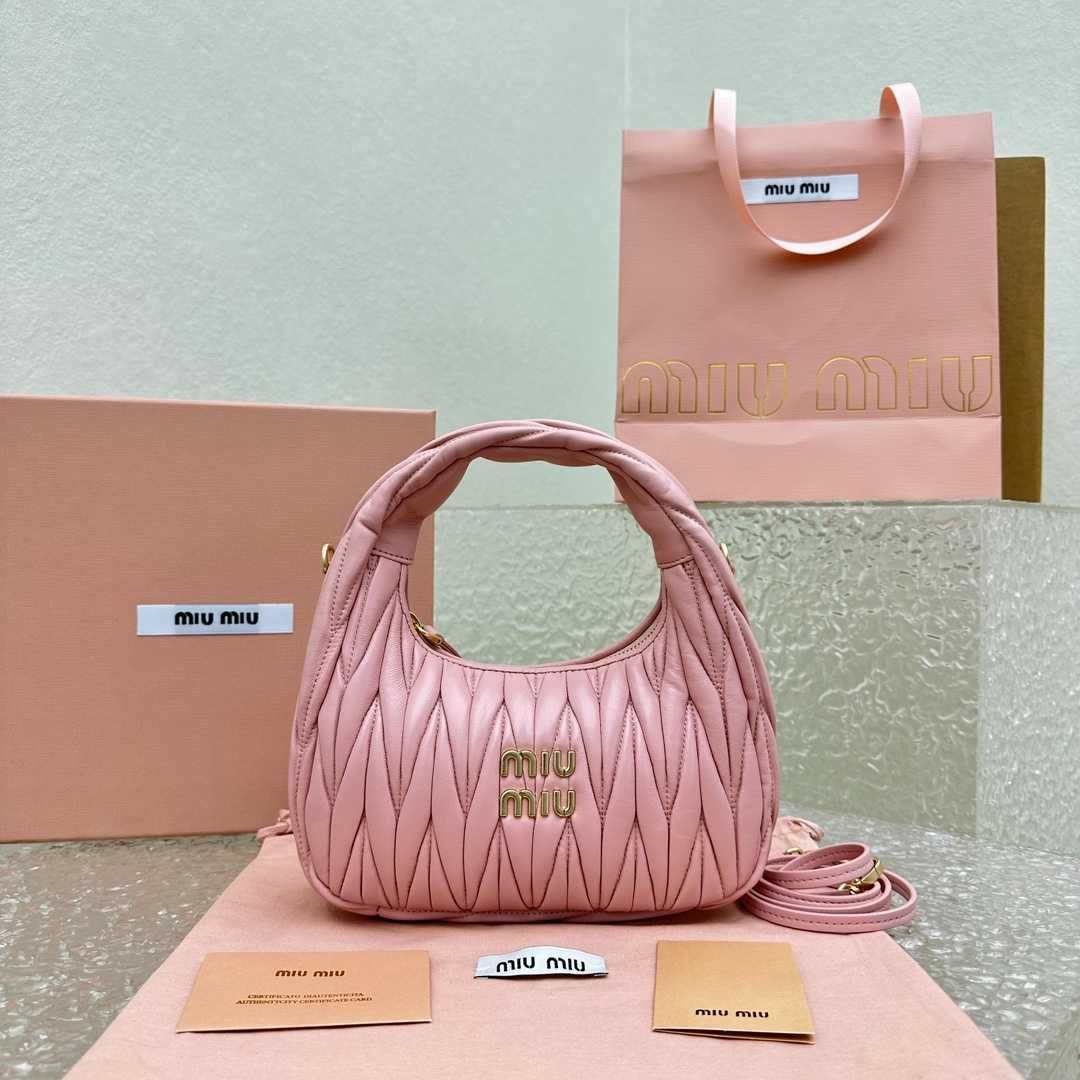 Geanta Miu Miu, Wander roz, 20 cm, tip Premium