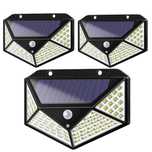 Set 3 Lampi Solare 100 LED cu Senzor de Miscare, Exterior IP65