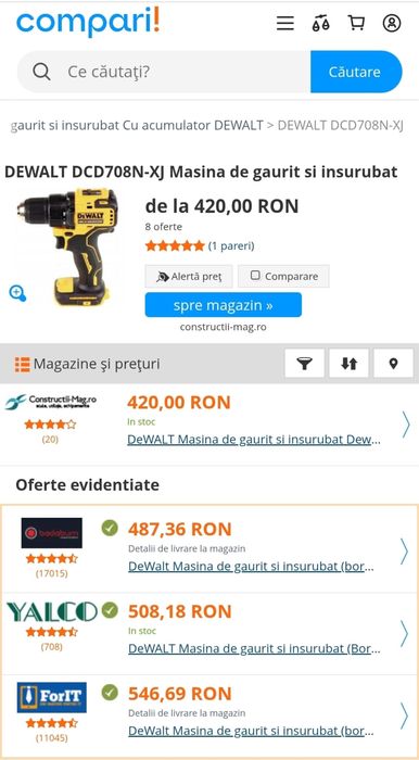 MDM vinde: Filetanta Dewalt DCD708+Acumulator 5.0aH.