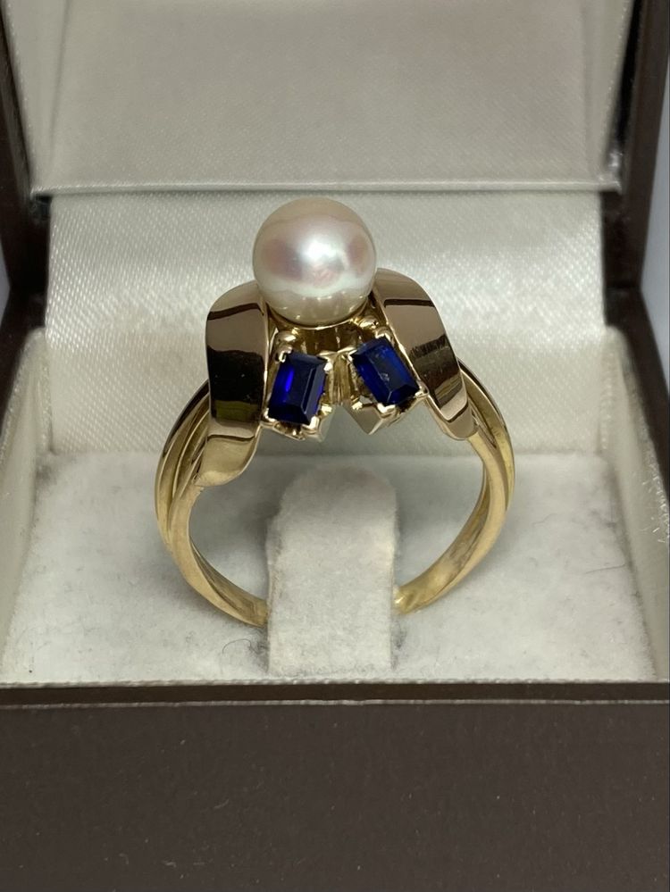 Inel aur 18kt.cu safire perla
