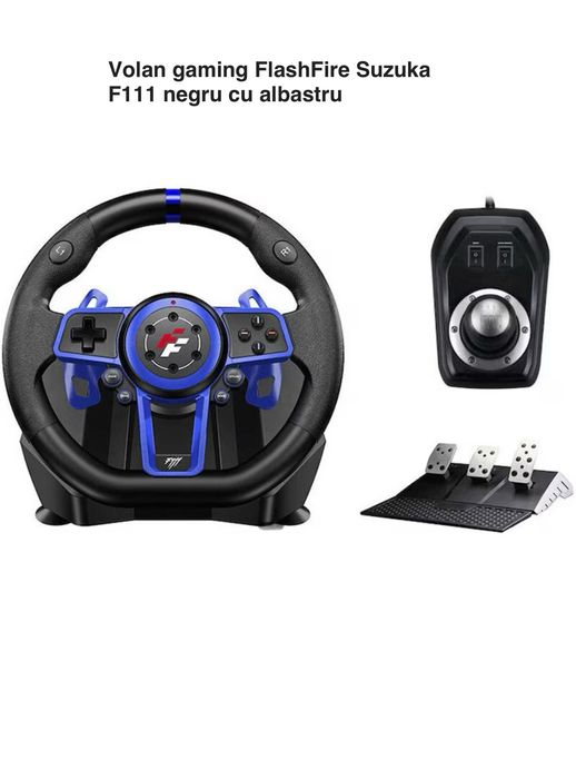 Volan gaming FlashFire Suzuka F111 negru cu albastru