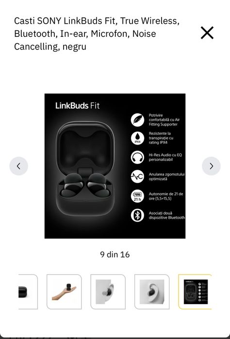 SONY LinkBuds Fit, True Wireless, sigilate, transport inclus. OCAZIE