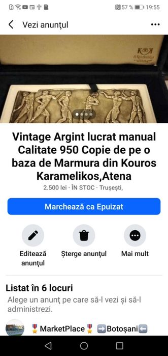 Vintage Argint lucrat manual Calitate 950