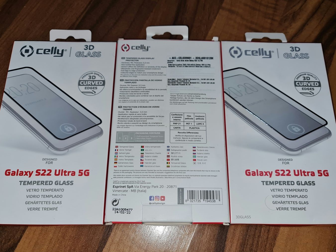 Folie sticla full cover originala Celly Samsung Galaxy S22 Ultra 5G