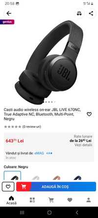 Casti audio wireless on-ear JBL LIVE 670NC