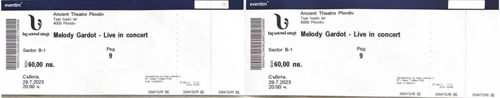 Два билета за Melody Gardot в Пловдив 29.07.2023г.