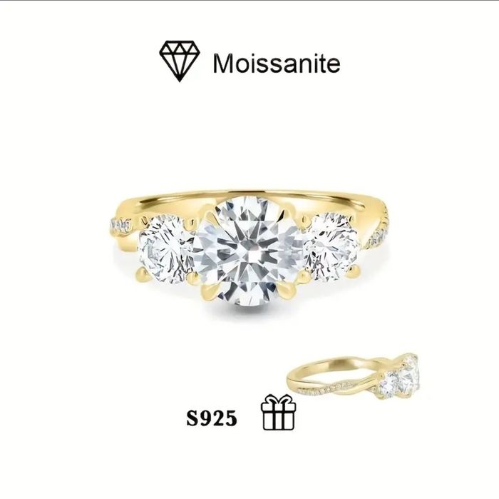 Inel argint cu Moissanite real - diamante de laborator