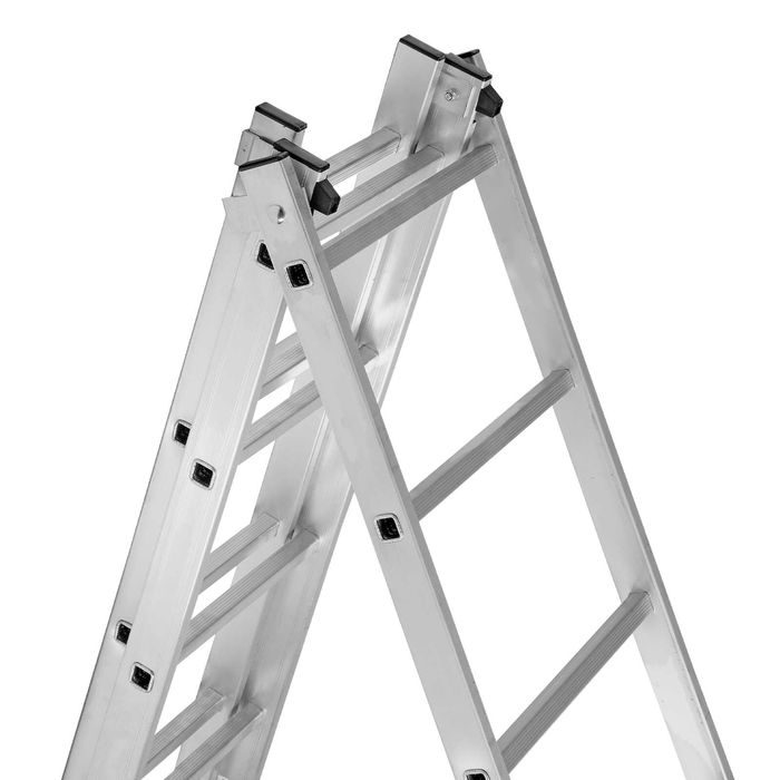 Лестница трехсекционная алюминиевая Сибртех  (от 3×6 до 3×14 ступеней)