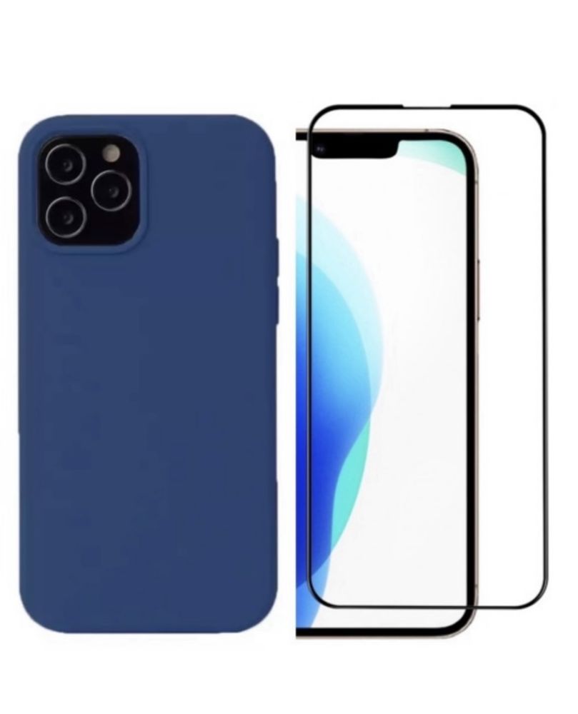 Iphone 11 12 13 PRO MAX Husa Slim Fine Case Silicon + Folie Sticla 9D