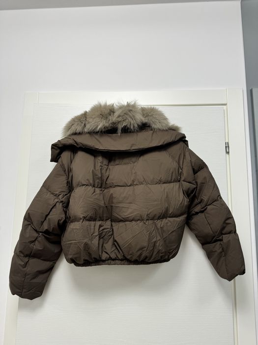 Geaca de fas, cu puf de rata si blana naturala de vulpe, marimea S