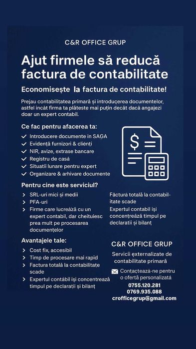 Contabilitate primară Reduceți factura la contabilitate C&ROFFICE GRUP