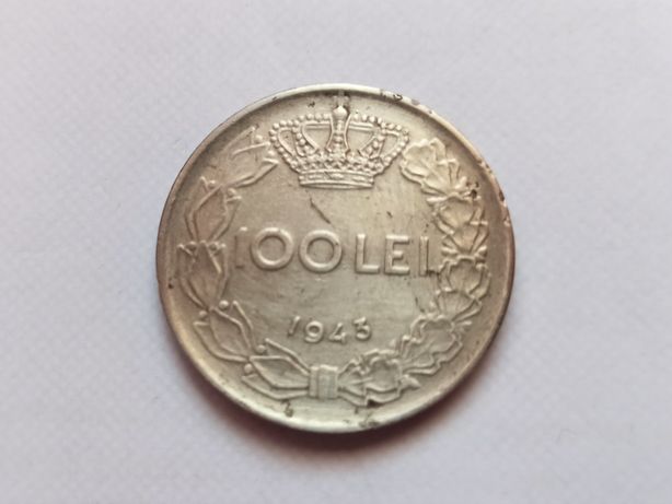 Moneda veche rara de colectie 100 lei din 1943 cu Regele Mihai