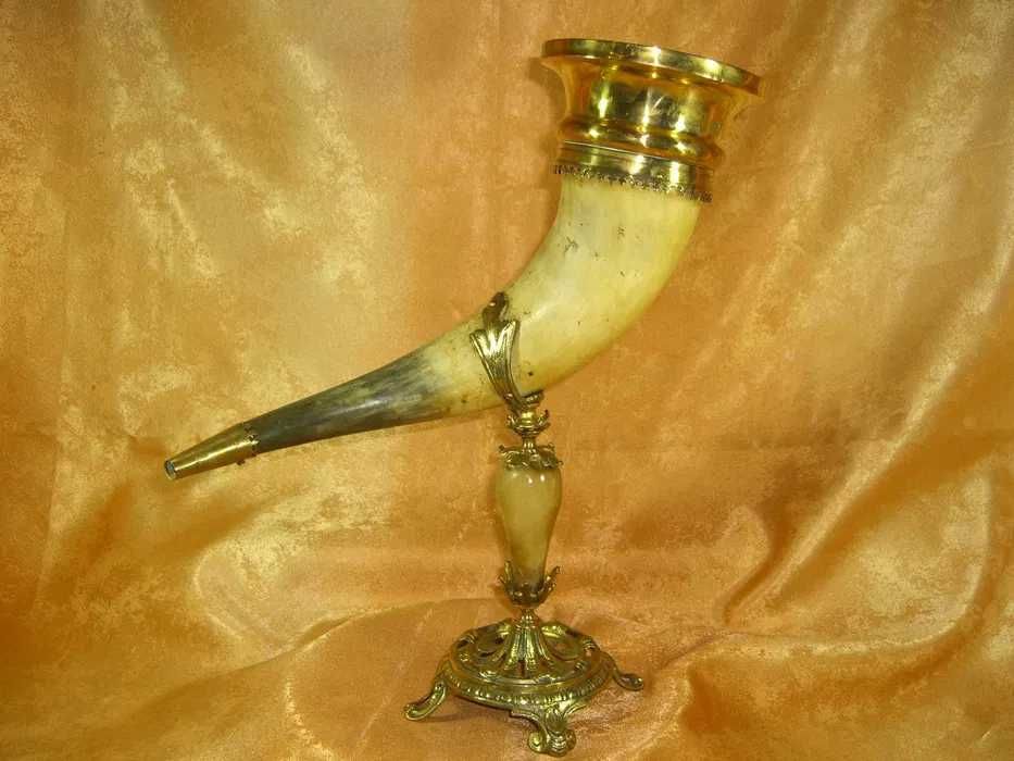 Cupa, vaza, Baroc Victorian, corn bovin, bronz, sec 19