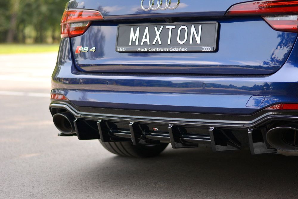 Difuzor bara spate Audi RS4 B9 Avant MAXTON Design 3D negru lucios