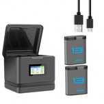 Set 2 acumulatori + incarcator triplu USB-C camera GoPro Hero 13 Black