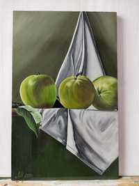 "Ябълки" - картина рисувана с акрилни бои на МДФ плоскост