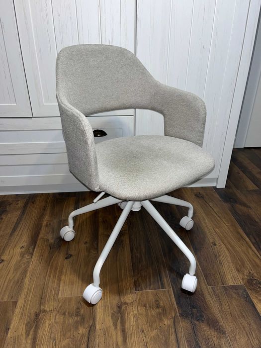 Scaun birou metal tapitat gri/alb