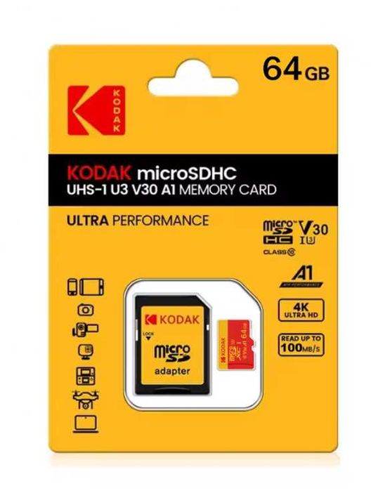 KODAK Micro SD 64GB Class 10 U3 – Нова карта памет
