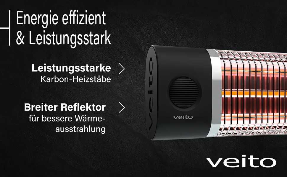 Incalzitor Veito Ch2500 2,5kW, fibra Carbon, Aluminiu, 4 trepte, IP55