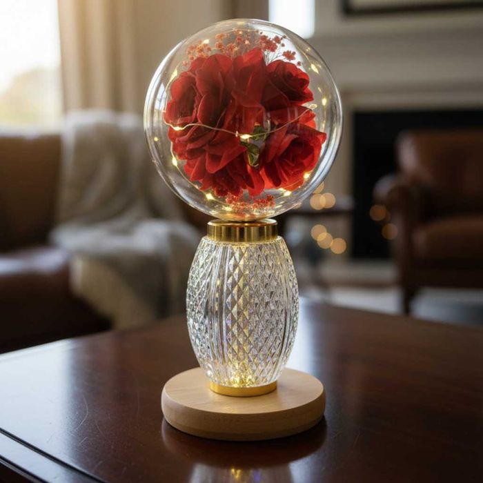 Лампа с вечни рози и топла LED светлина –3 модела/Идеален подарък