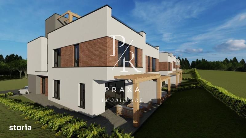 Casa cuplata de vanzare, 119mp, 2 terase, gradina, zona strada Crizant