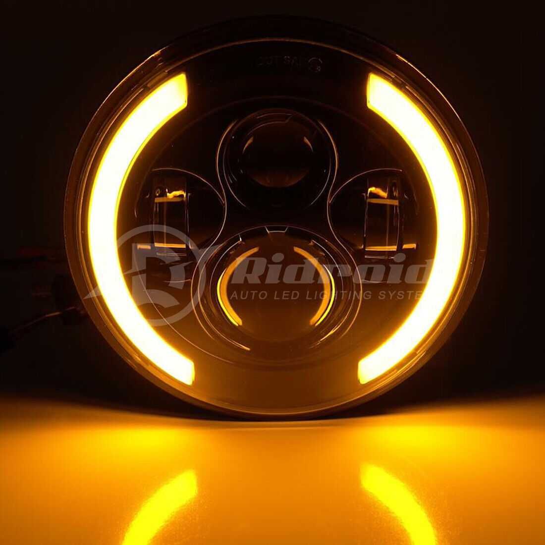 Комплект Кръгли LED фарове 70W H4 букса, къси, дълги, дневни + мигач