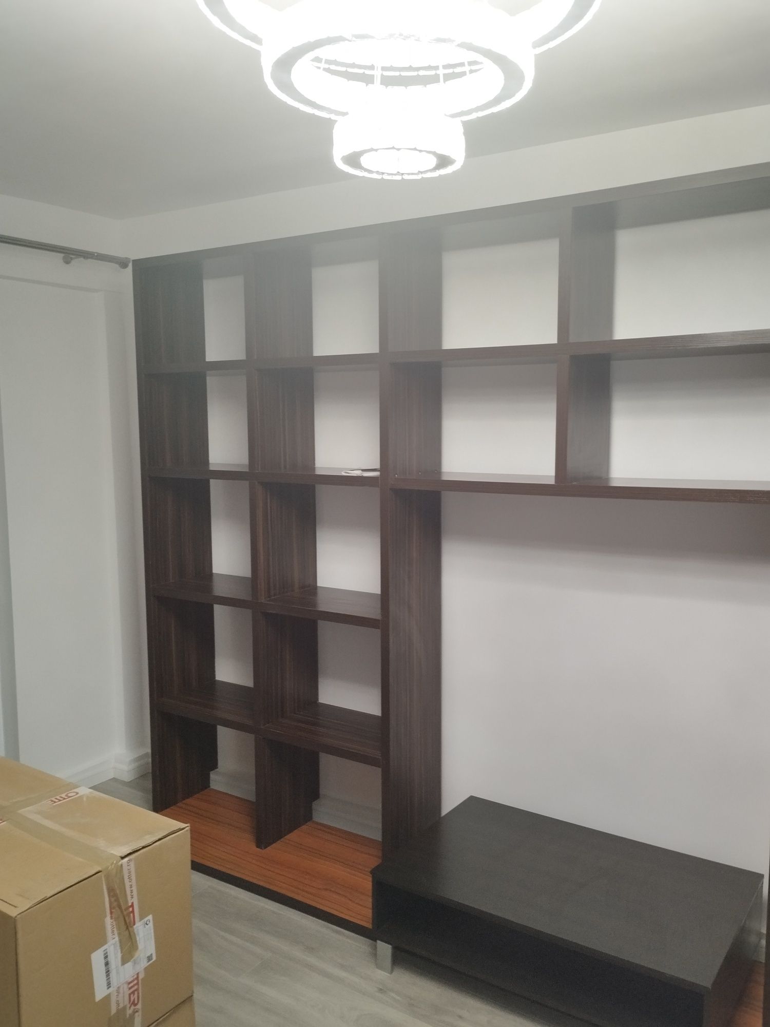 Biblioteca living, wenge, spatiu birou incorporat, + masuta de cafea