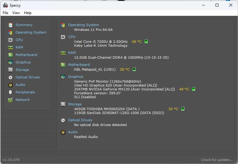 Laptop Acer Aspire3 Intel Gen7 I5 7200u SSD Ram 12Gb Video MX 130 2Gb