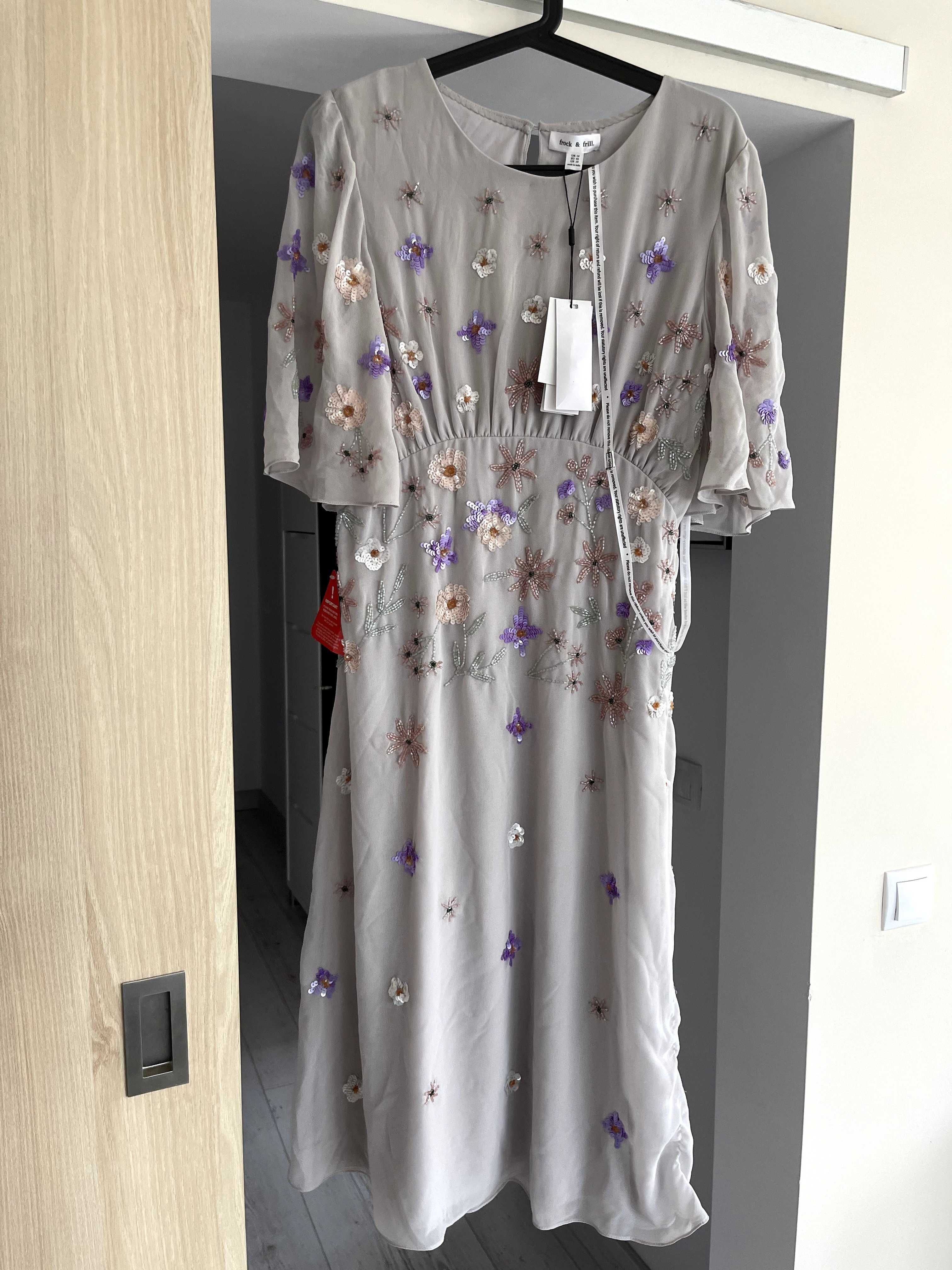 Нова с етикет рокля на Frock and Frill лилава с пайети размер М/Л