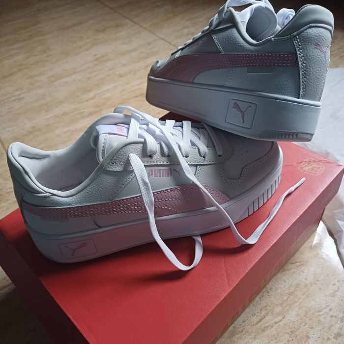 Adidasi puma fete albi cu roz nr 38