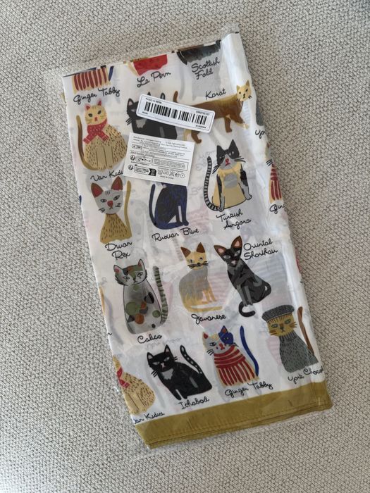 Esarfa cu pisici alb/verde