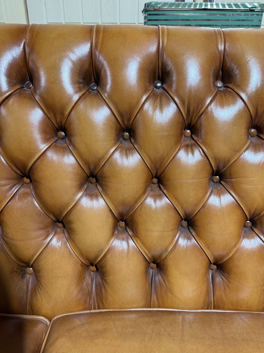 Set Chesterfield canapea 3 locuri + 2 fotolii piele naturală