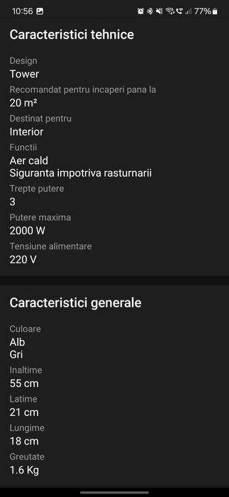 Aeroterma Ceramica Cecotec, 2000w, 3 trepte, siguranță