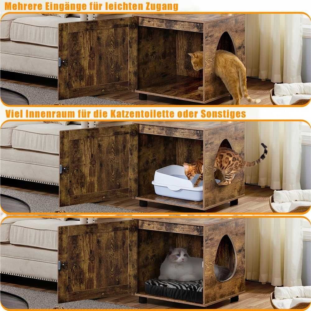 Ansamblu pisici cu dulap nisip 125 cm |YT 614192 Rustic BrownBeige