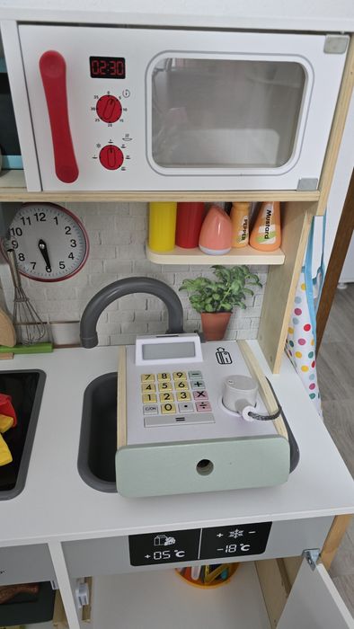 Vand bucătărie copii din lemn cu accesorii incluse