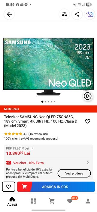 Samsung Neo QLED 75QN85C - Televizor Mini LED, 189 cm, 4K 120