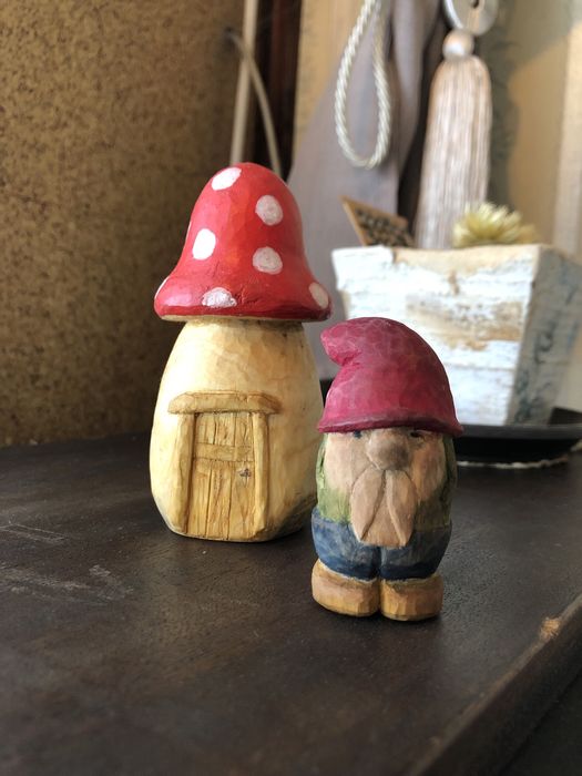 Ръчно издялкани коледни дървени фигури зайче джудже Декорация, подарък