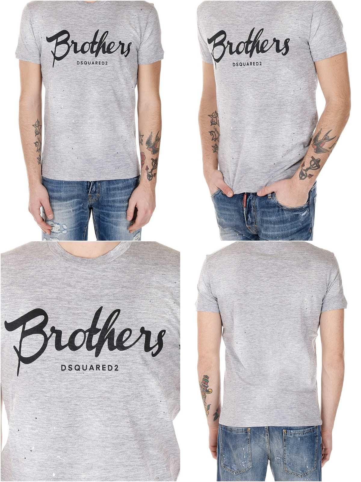 Оригинална тениска Dsquared2. Размер M. Цвят сив Модел Brothers ТОП