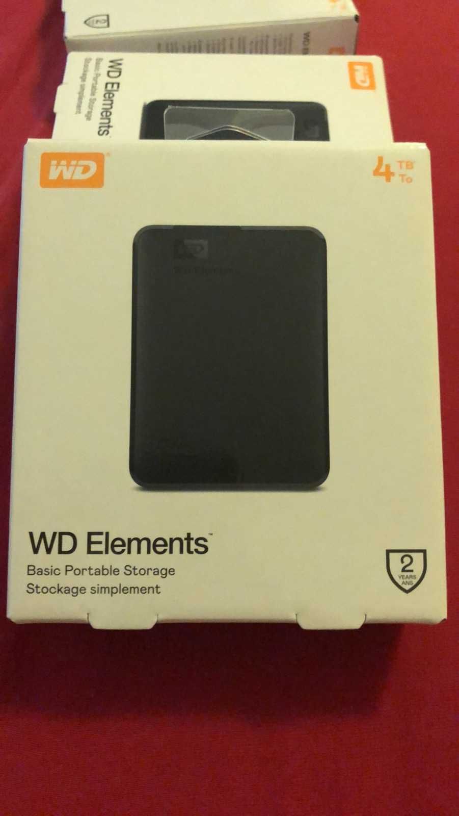 НОВ Външен хард диск WD Elements Portable, 4TB, 2.5", USB 3.0, Черен