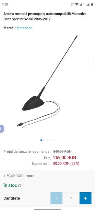 Antena montată pe acoperiș auto compatibilă Mercedes Benz Sprinter ,et