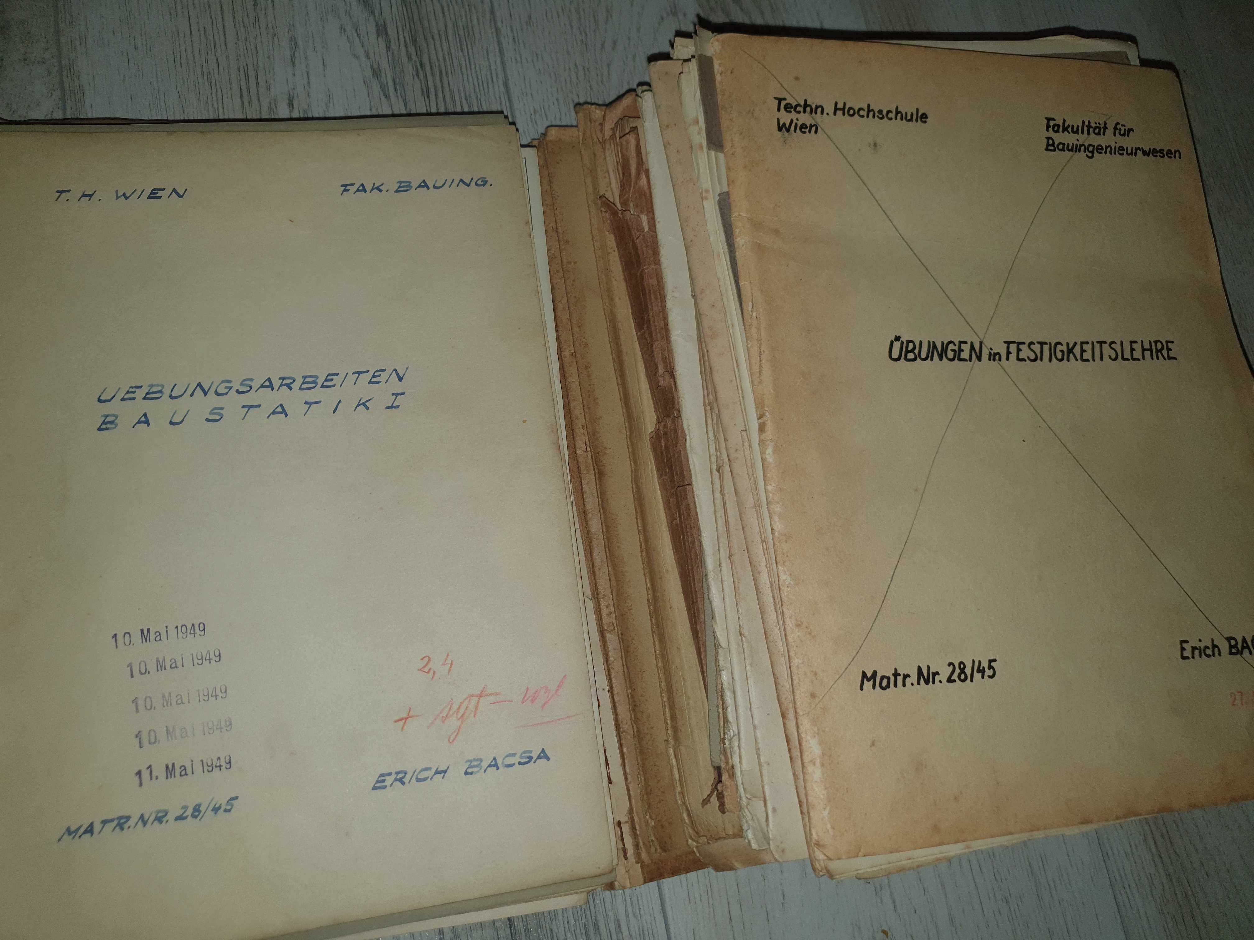 Lot documente vechi Universitatea Viena 1950, Proiecte constructii