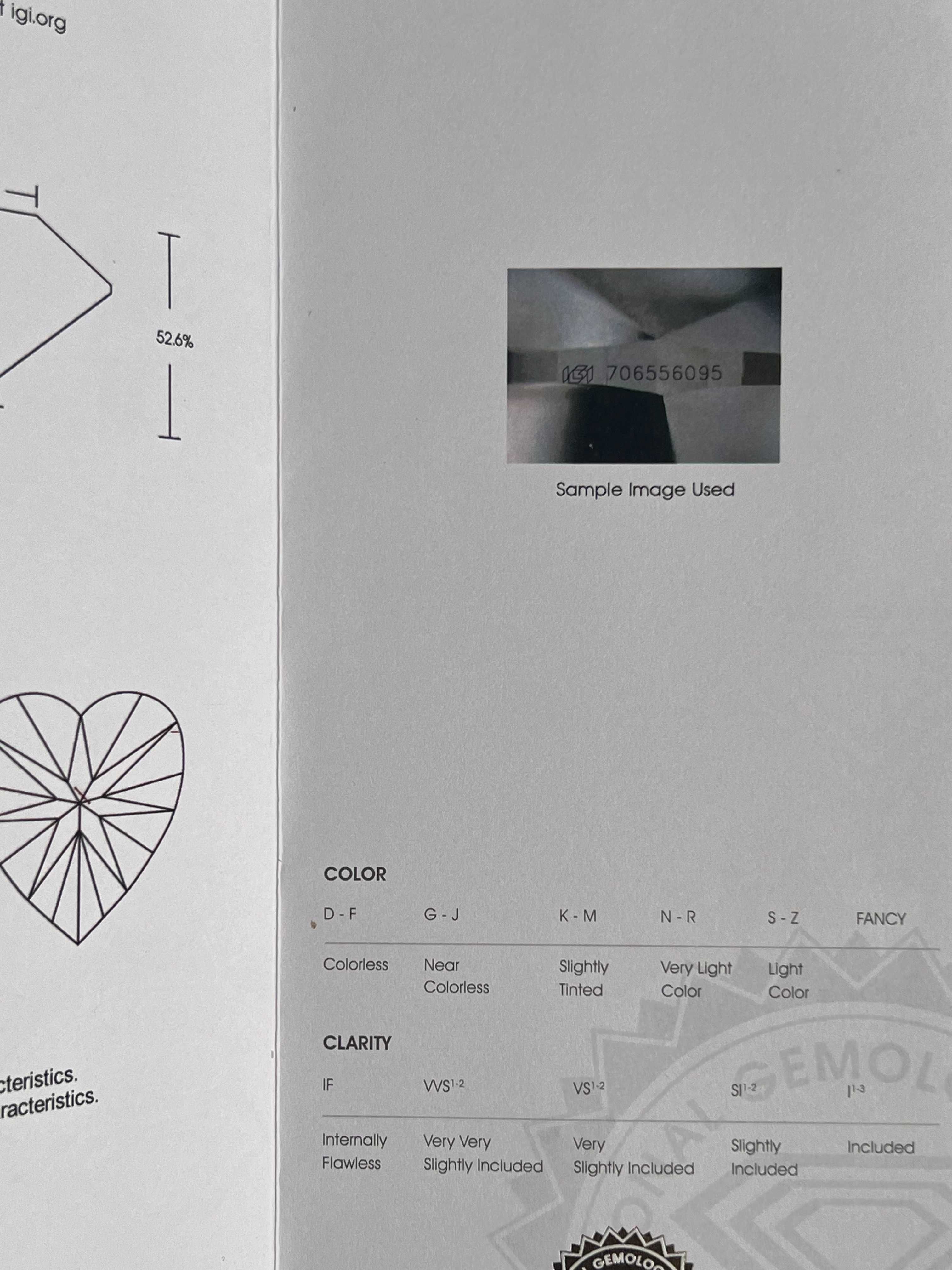 Диамант с форма Сърце 3 Ct E SI1 със Сертификат