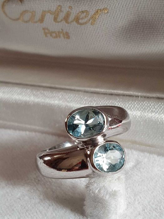 Inel unicat “You and Me” aur masiv cu aquamarin acvmarin natural